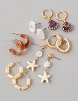 Lot de six paires de boucles d’oreilles coquillages AEO