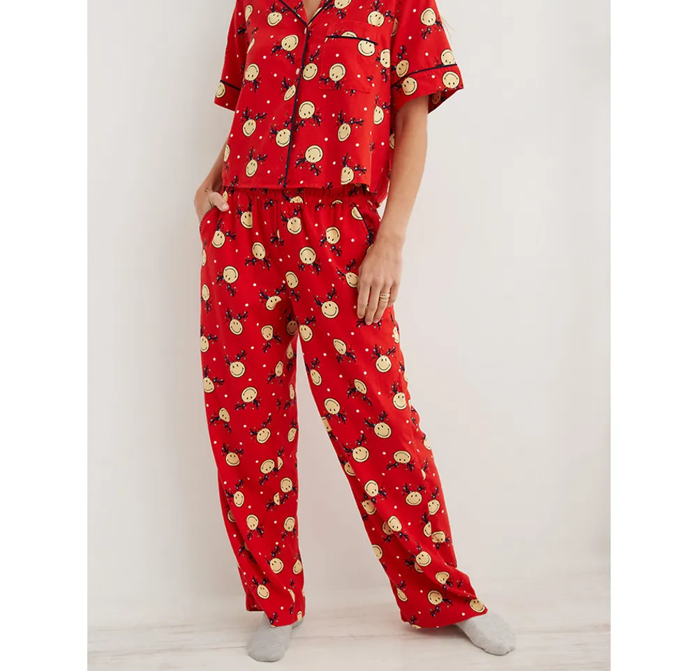 Aerie Smiley® Poplin PJ-to-Party Shirt - Pajamas