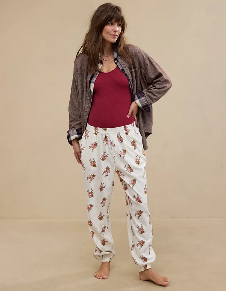 Aerie Off-Duty Cindy Lou Flannel Jogger PJ