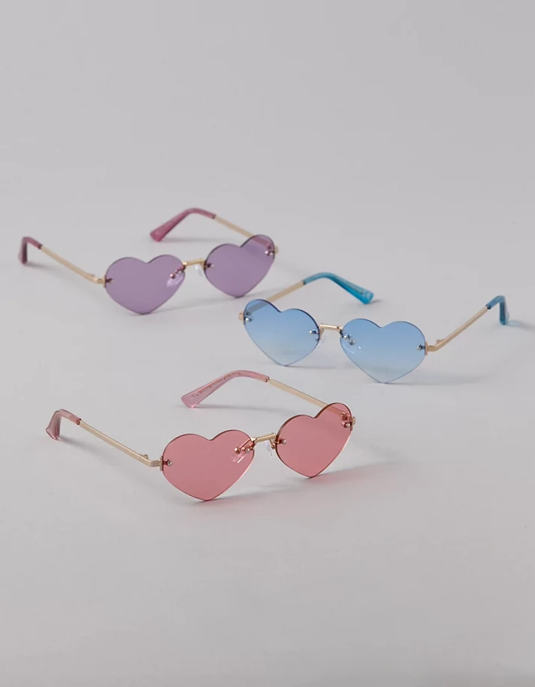 Emballage de trois paires de lunettes de soleil cœur AE