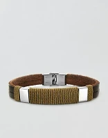 West Coast Jewelry Rope-Wrapped Leather Bracelet