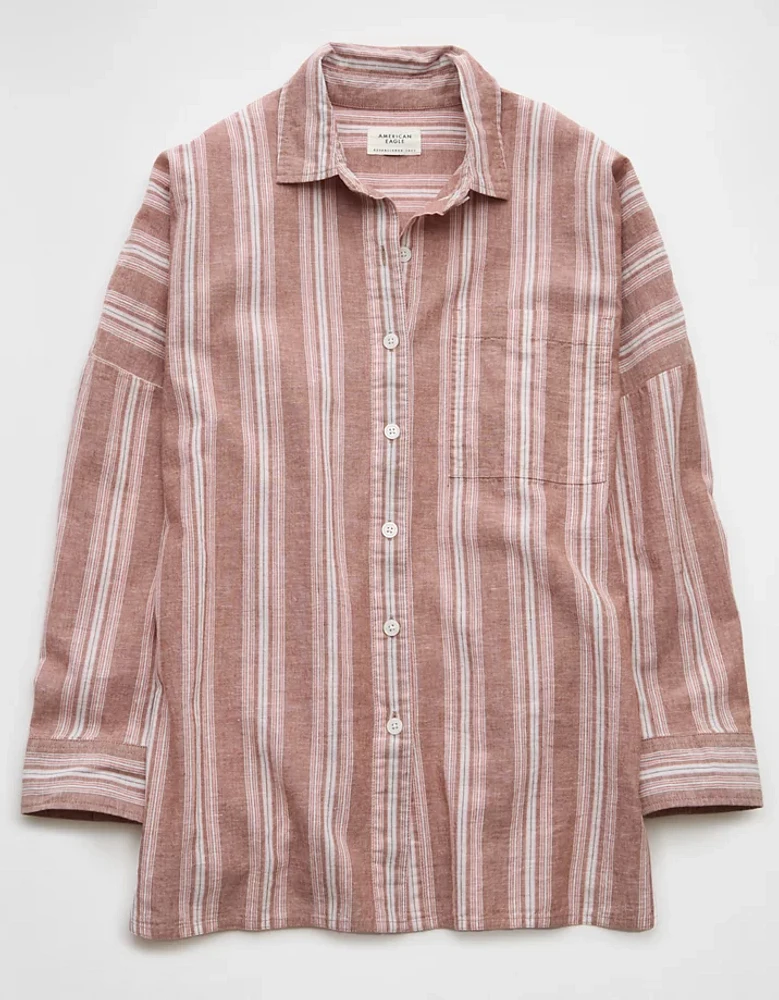 AE Go Big Oversized Striped Shirt