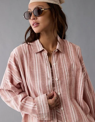 AE Go Big Oversized Striped Shirt