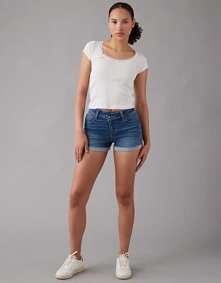 Short en rondeur court à taille croisée haute denim Next Level AE