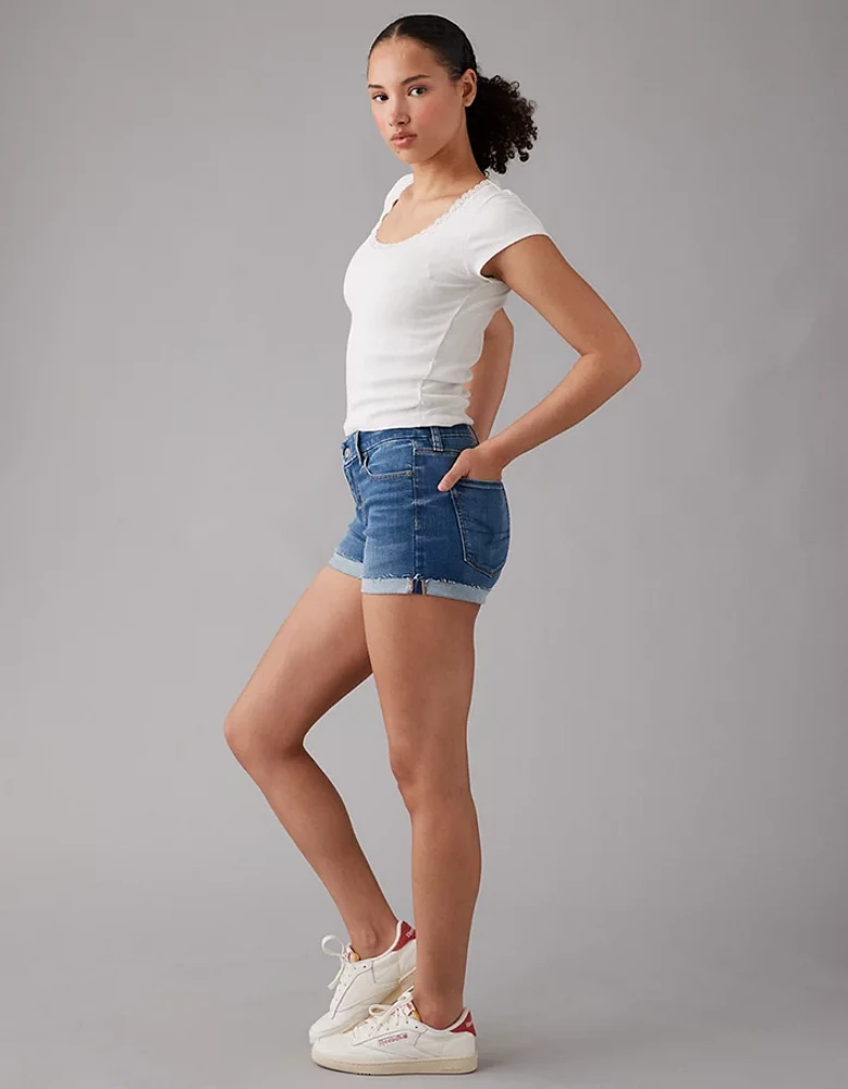 Short en rondeur court à taille croisée haute denim Next Level AE