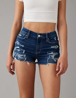 Short en rondeur court déchiré à taille haute denim Next Level AE