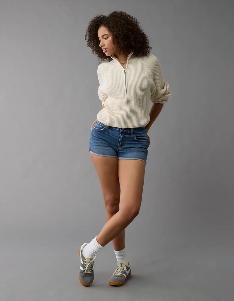 AE Next Level Curvy Ripped High-Waisted Denim Short