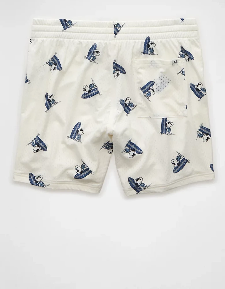 Short de détente en maille 6 po à image Snoopy surf sur le canapé AE