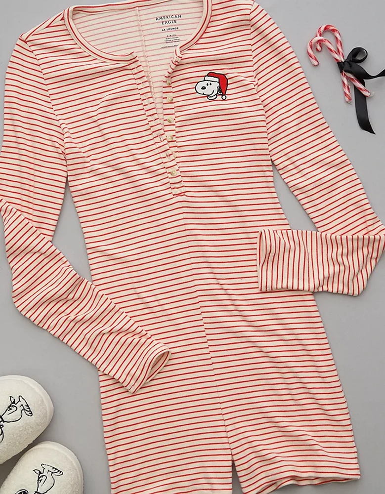 AE Peanuts Striped Plush Romper