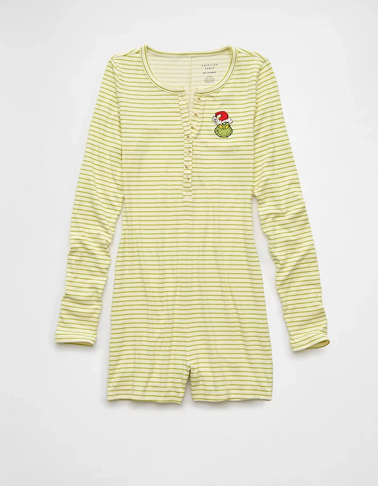 AE Grinch Striped Plush Romper