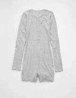 AE Long-Sleeve Henley Lounge Romper