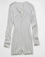 AE Long-Sleeve Henley Lounge Romper