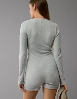 AE Long-Sleeve Henley Lounge Romper