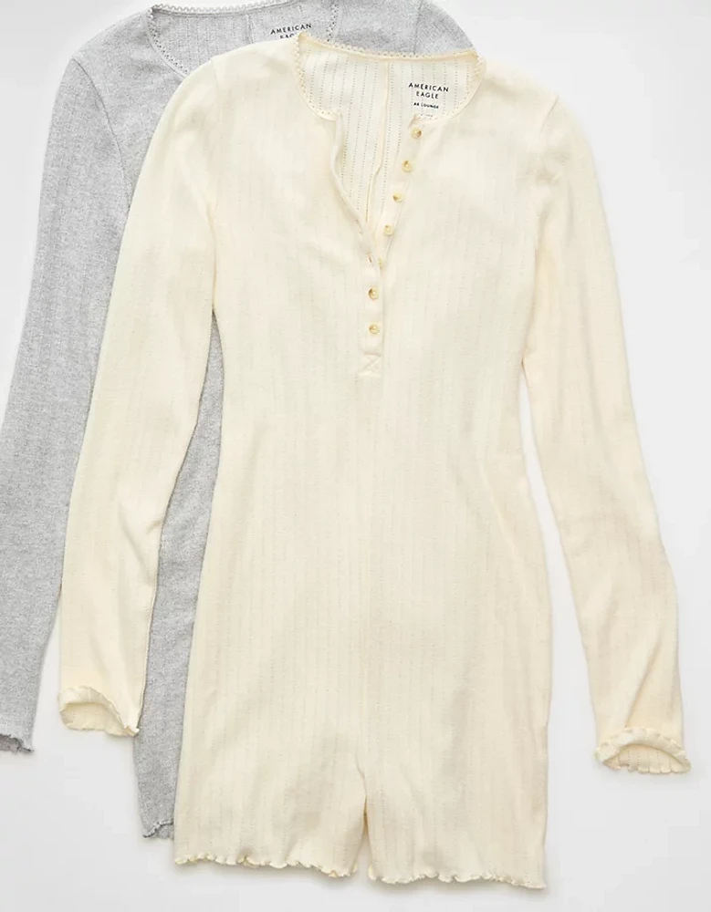 AE Long-Sleeve Henley Lounge Romper