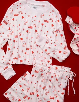 Ensemble avec pantalon de pyjama pelucheux Snoopy la Saint-Valentin AE