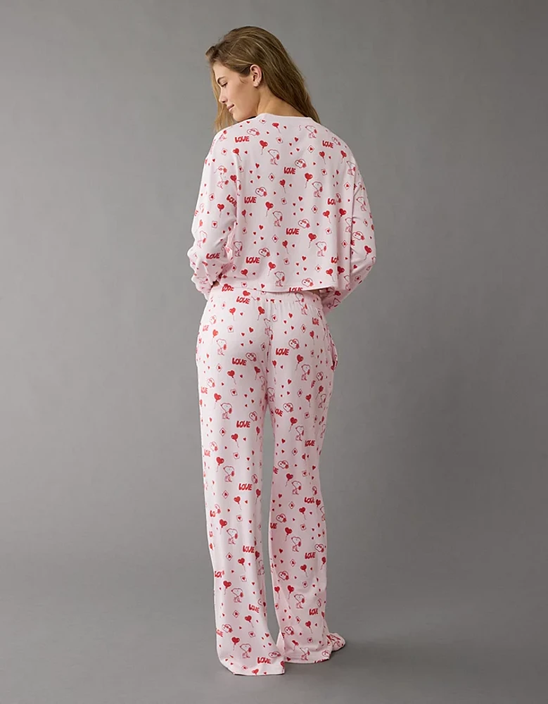 AE Snoopy Valentine's Day Plush Pants PJ Set