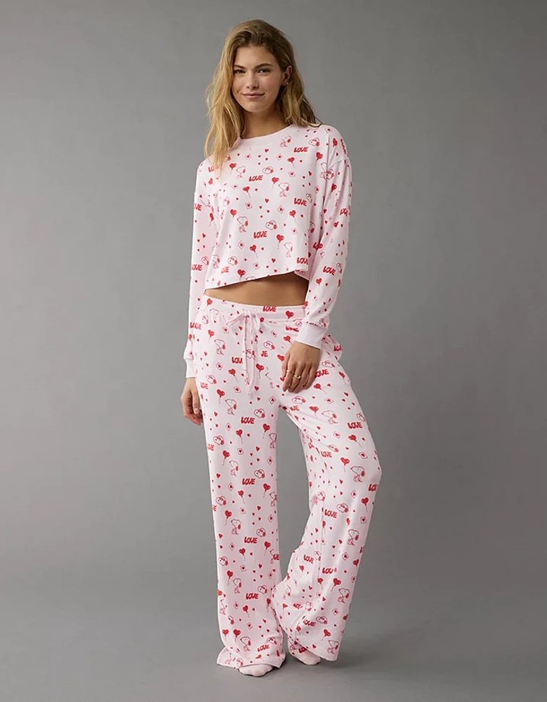 AE Snoopy Valentine's Day Plush Pants PJ Set