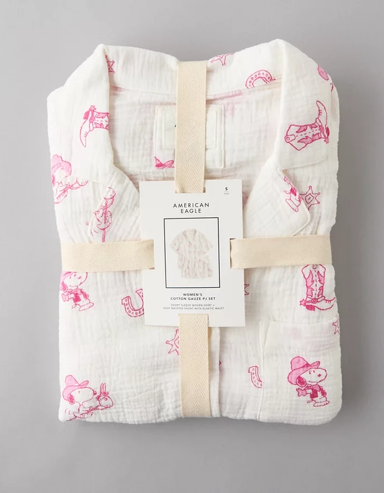Pyjama en gaze de coton style western Snoopy AE