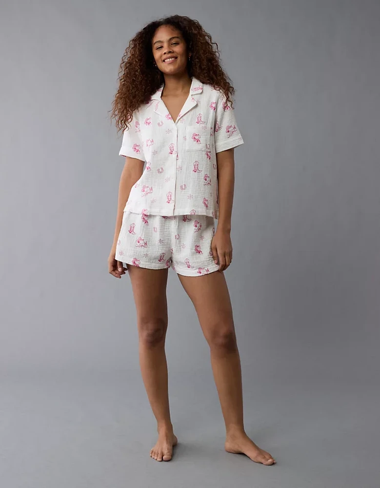 Pyjama en gaze de coton style western Snoopy AE