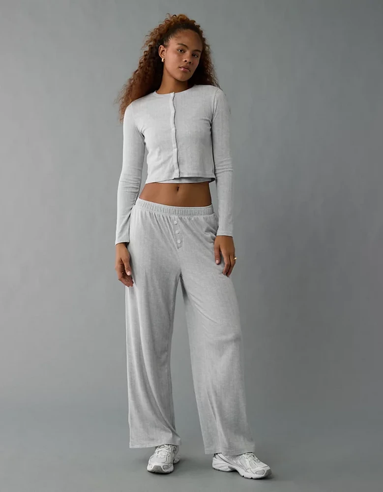 AE 3-Piece Pointelle Plush Cardigan Pajama Set