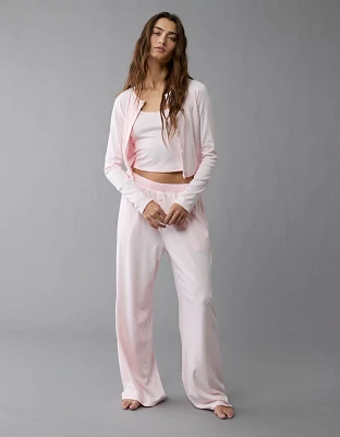 AE 3-Piece Pointelle Plush Cardigan Pajama Set