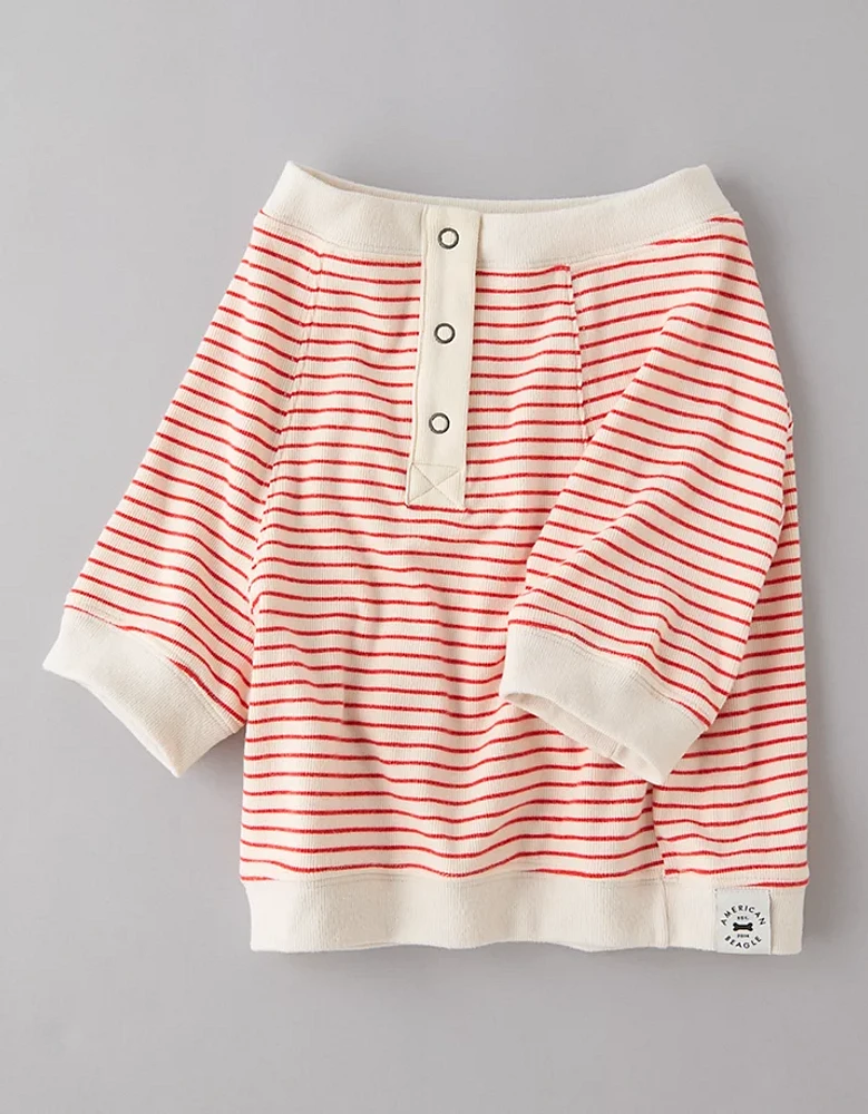 ABO Striped Plush PJ Top