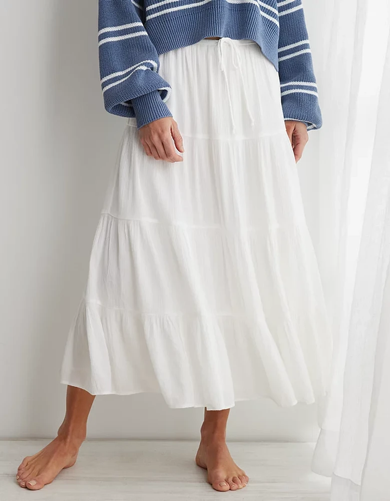 Aerie Beach Club Tiered Maxi Skirt