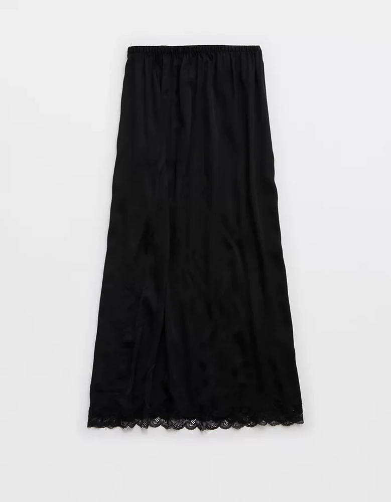 Aerie Satin Midi Skirt