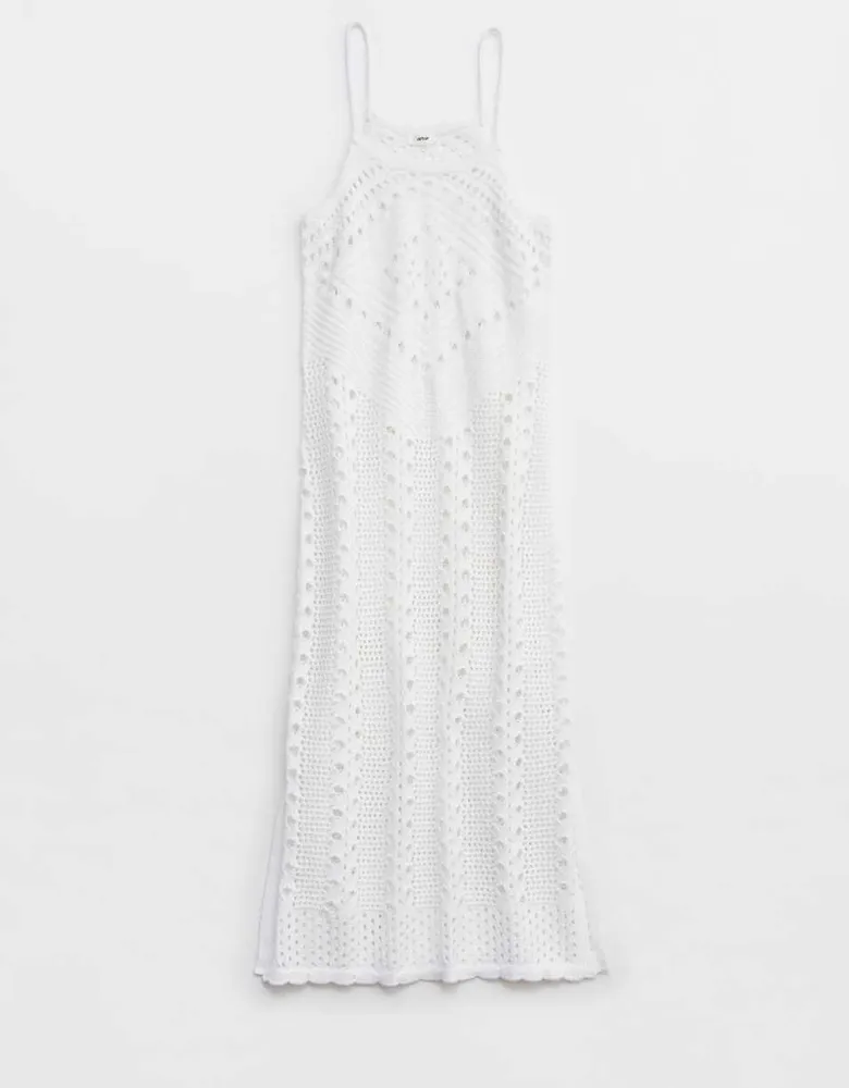 Aerie Crochet Halter Midi Dress