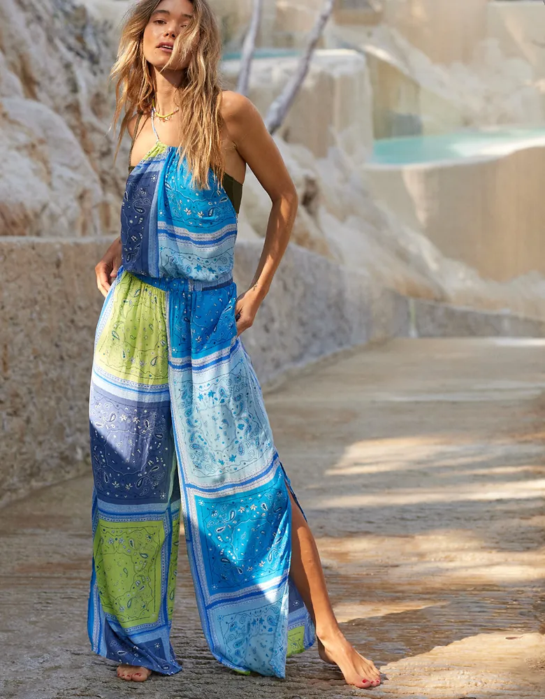 Aerie Slit Halter Jumpsuit
