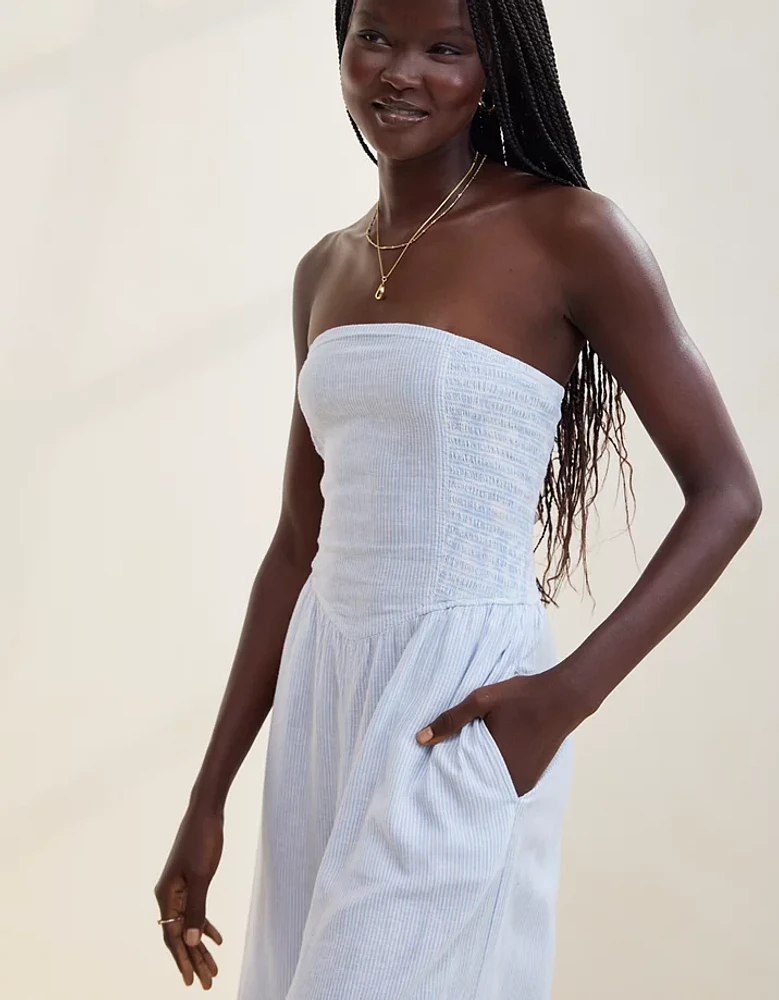 Aerie Strapless Smocked Jumpsuit