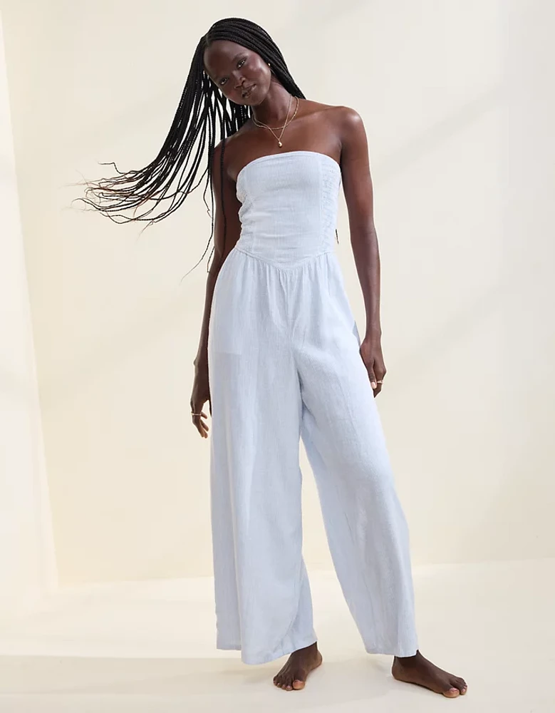 Aerie Strapless Smocked Jumpsuit
