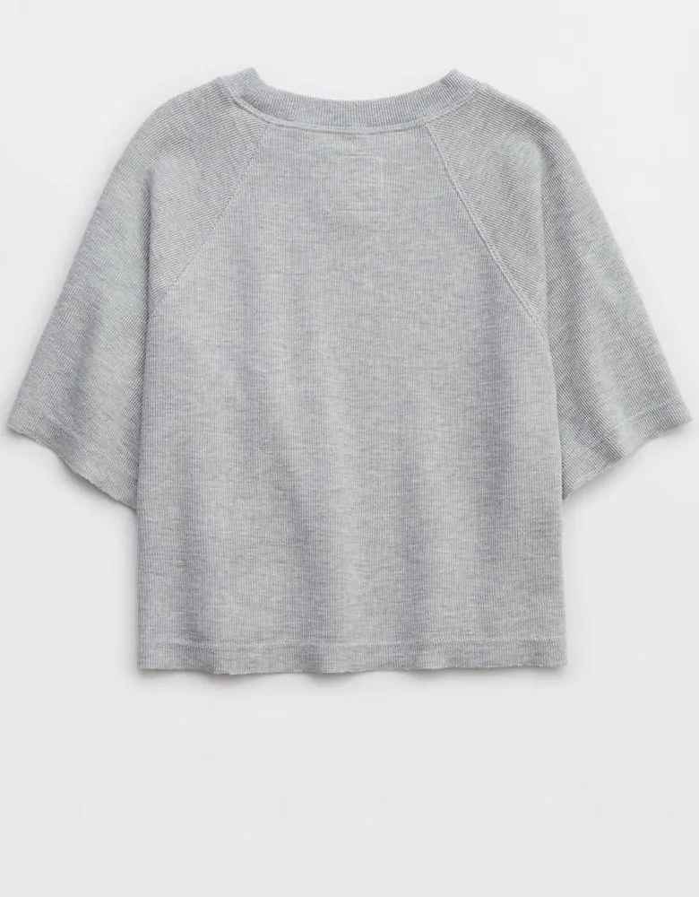 Aerie Lightweight Ribbed Short Sleeve Sweatshirt