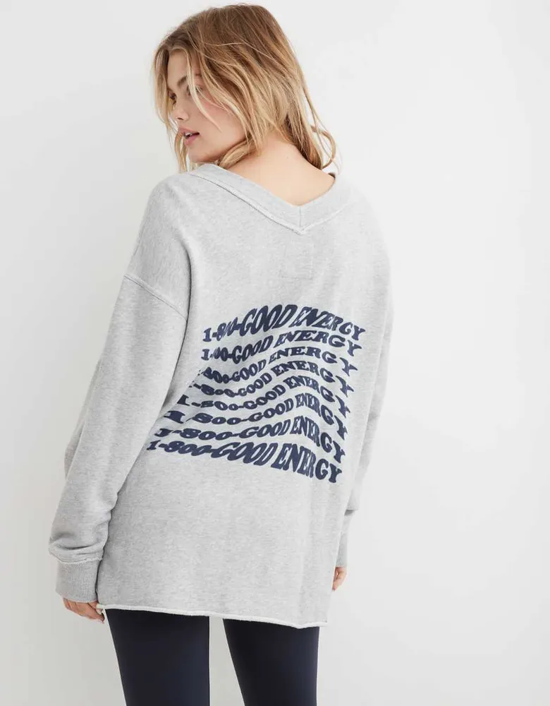 AE Whoa So Cozy Waffle V-Neck Sweater