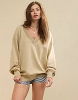 Aerie Sweater Trim V-Neck Sweatshirt