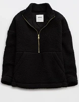 Aerie Sherpa Quarter Zip Sweatshirt