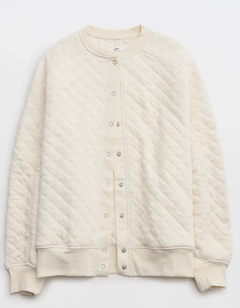 Aerie Quilted Cardi Bomber