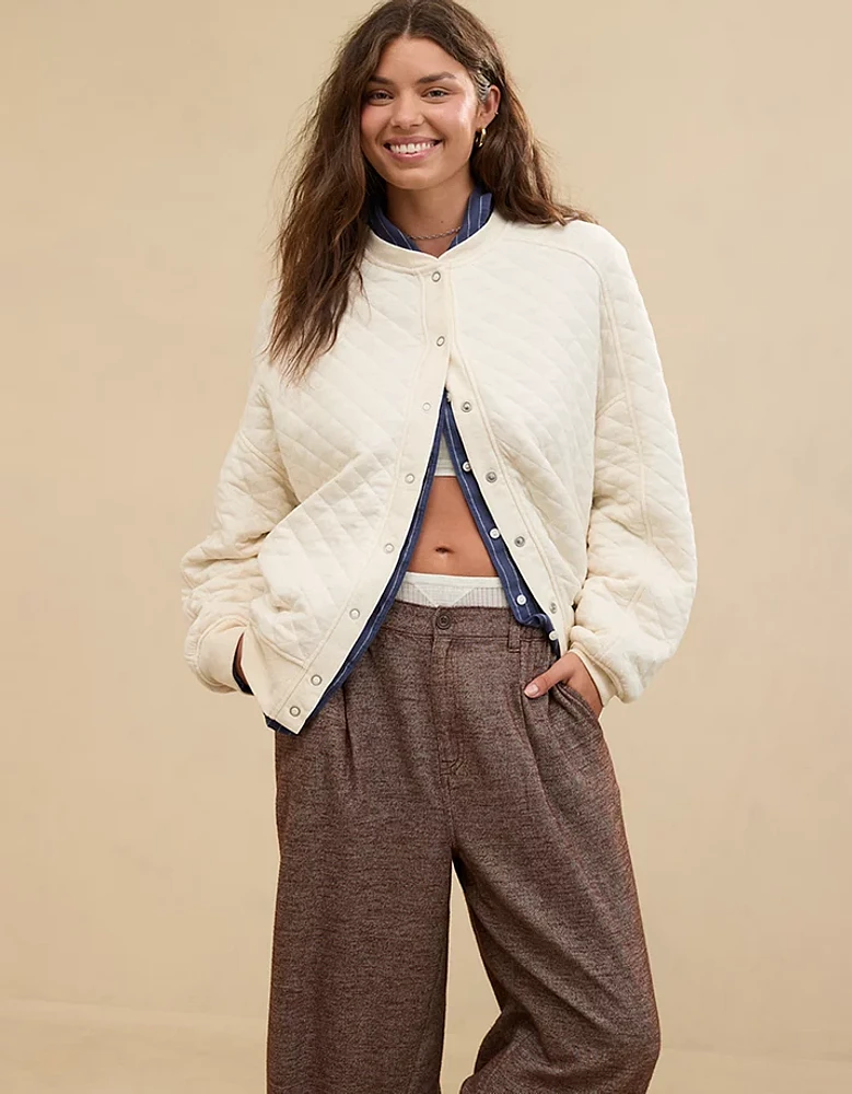 Aerie Quilted Cardi Bomber