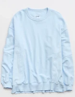 Aerie Keep It Light Crochet Crew Sweatshirt