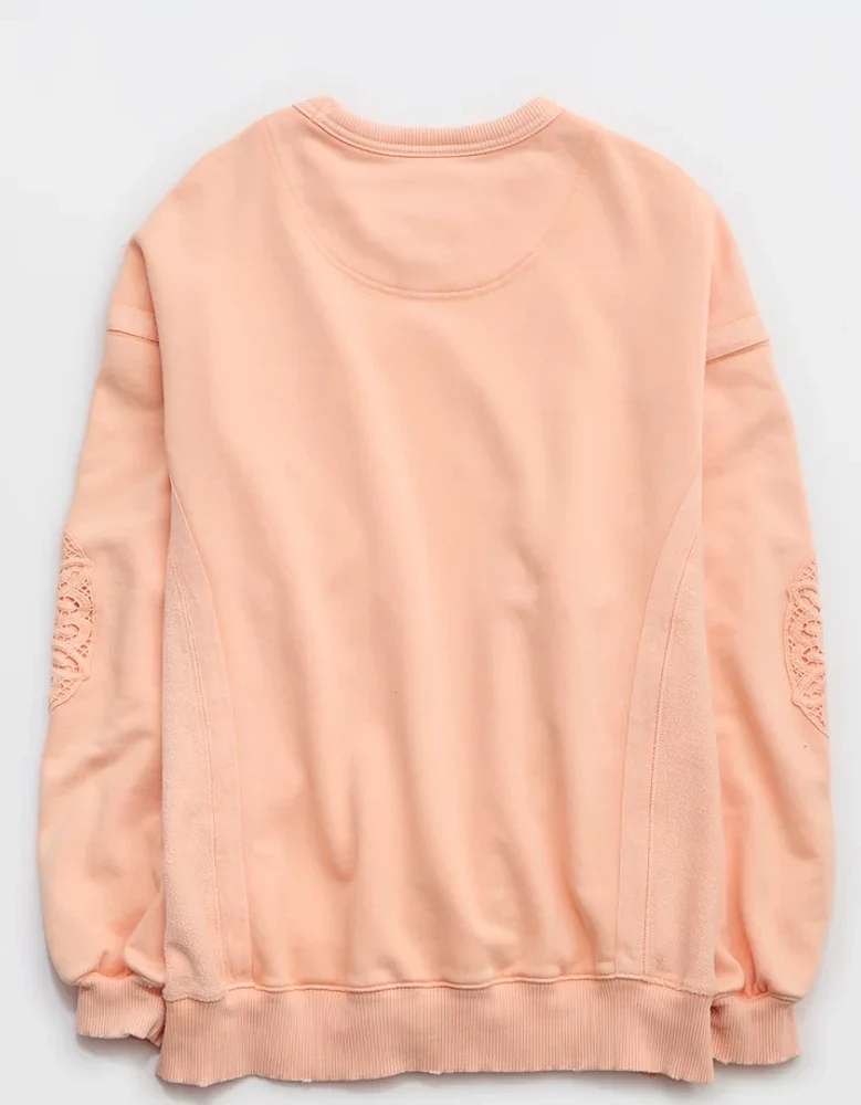 Aerie Keep It Light Crochet Crew Sweatshirt