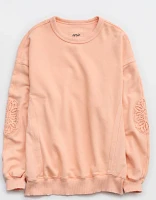 Aerie Keep It Light Crochet Crew Sweatshirt