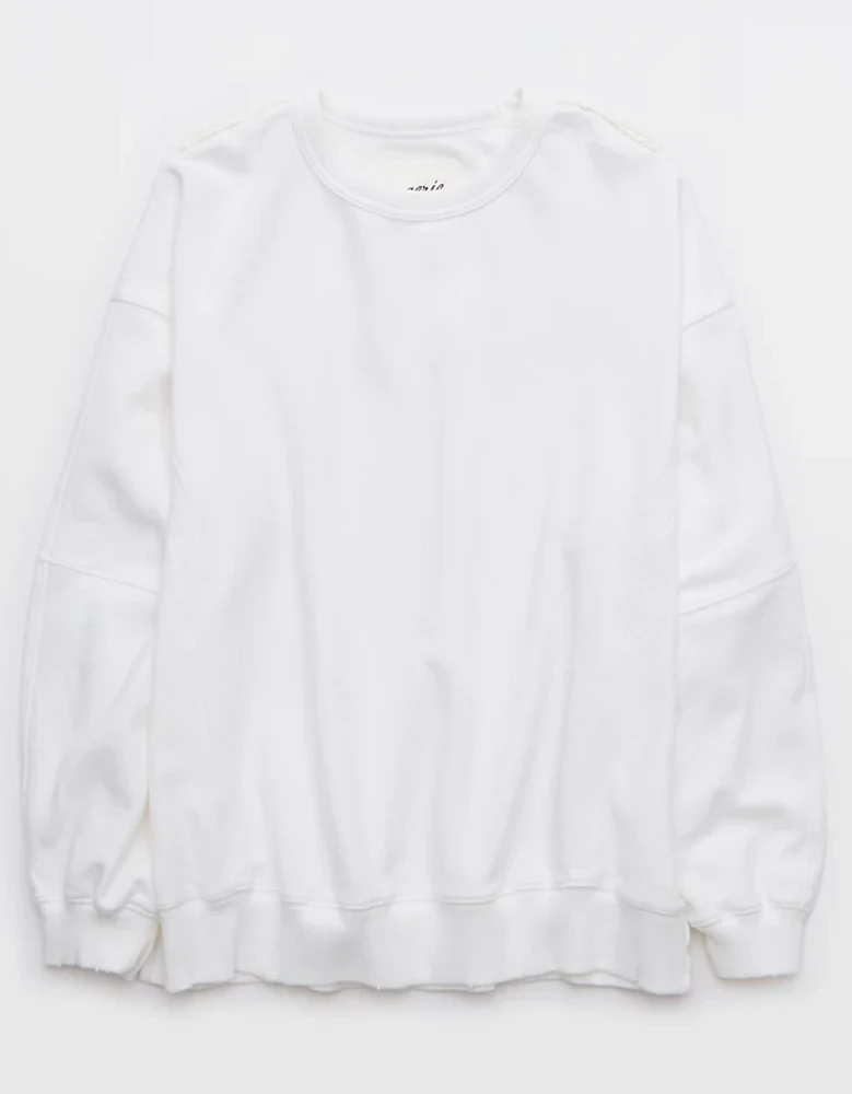 Aerie Keep It Light Crochet Crew Sweatshirt