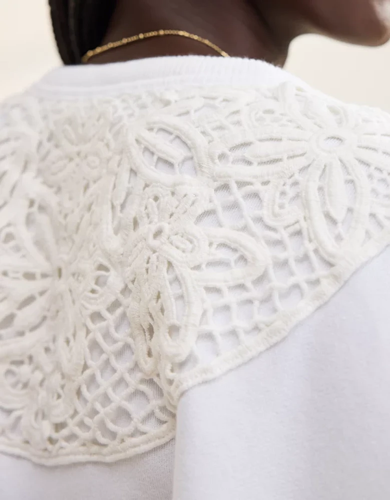 Aerie Keep It Light Crochet Crew Sweatshirt