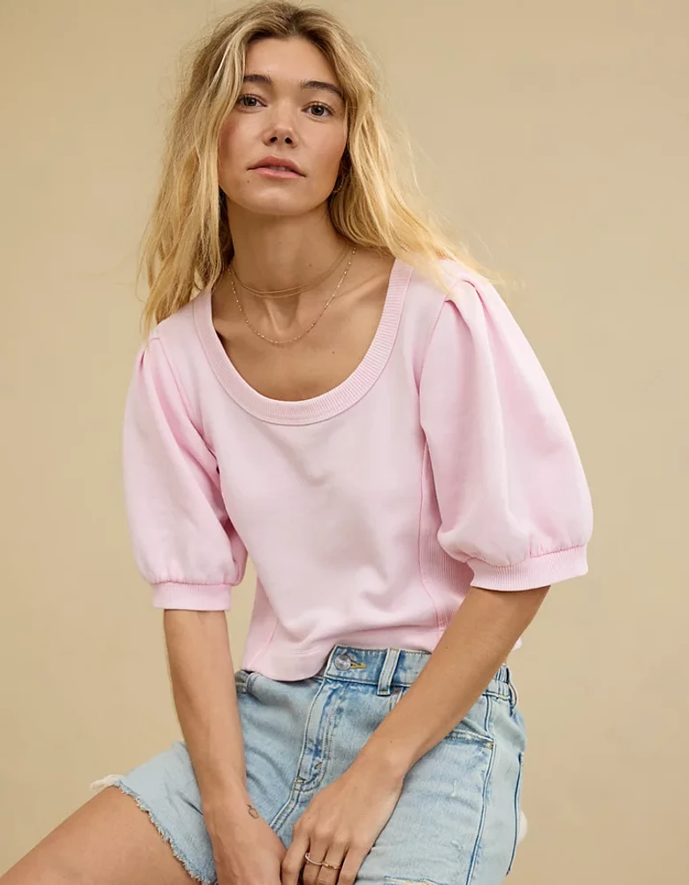 Aerie Seams Right Short Sleeve Sweatshirt