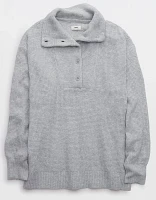 Aerie CozyUp Waffle Button Sweater