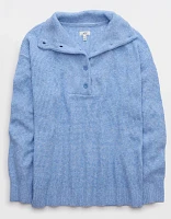 Aerie CozyUp Waffle Button Sweater