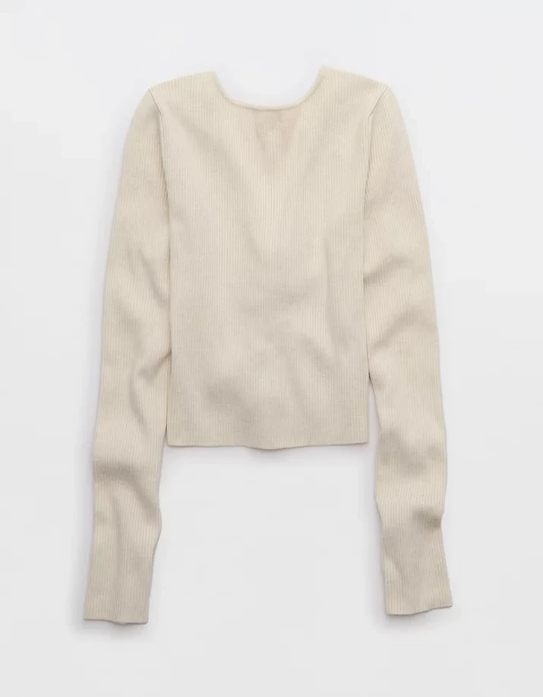 Aerie Cropped Rosette Sweater