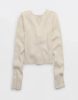 Aerie Cropped Rosette Sweater