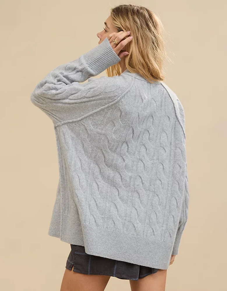 Aerie unREAL Cable Crew Sweater