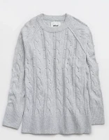 Aerie unREAL Cable Pearl Crew Sweater